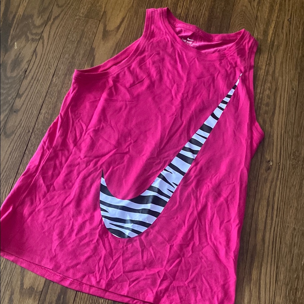Pink Tank Top with Zebra Swoosh Nike